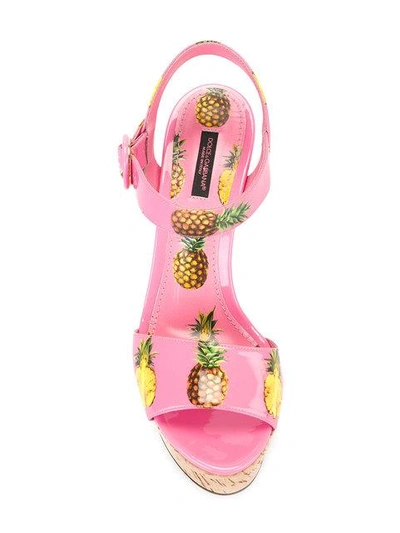 Shop Dolce & Gabbana Pineapple Print Wedge Sandals