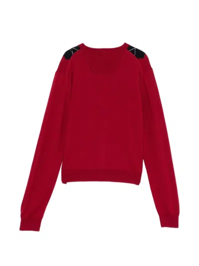 Juunj Argyle-pattern Wool Cardigan In Red
