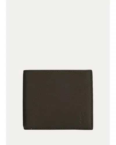 Saint Laurent Grain-de-poudre Bi-fold Wallet In Brown