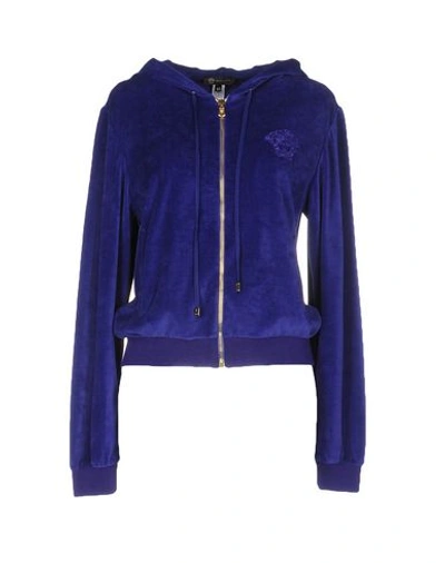 Shop Versace Hooded Sweatshirt In Purple