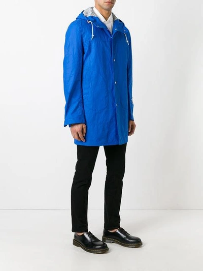 Shop Junya Watanabe Man Hooded Parka - Blue