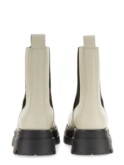 Ash Elite Pull On Rounded Toe Elasticated Tabs Chunky Heel Ankle Boots In White