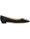 MANOLO BLAHNIK Hangisi平底鞋,HANGISIFLAT10SATINBLACK11963565