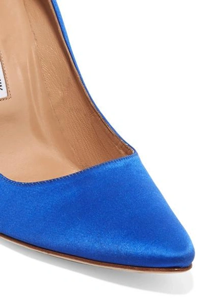 Shop Vetements + Manolo Blahnik Printed Satin Pumps In Bright Blue