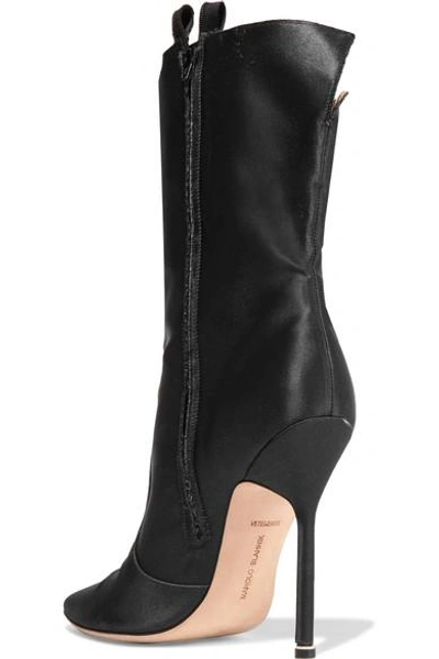 Shop Vetements + Manolo Blahnik Cutout Satin Boots In Black