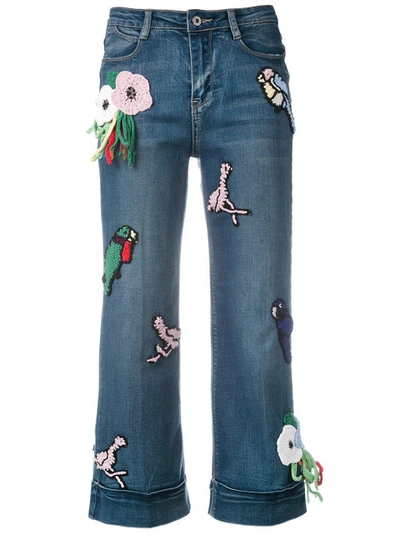 Michaela Buerger Knitted Patches Cropped Jeans