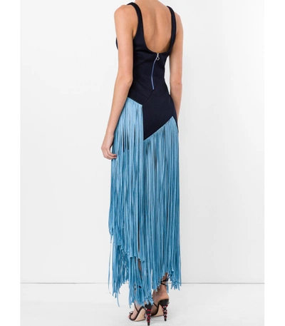 Shop Galvan Blue Fringed Long Dress