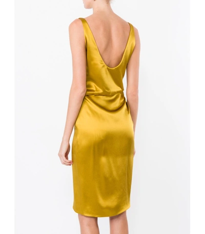 Shop Galvan Gold Lace Up Slit Dress