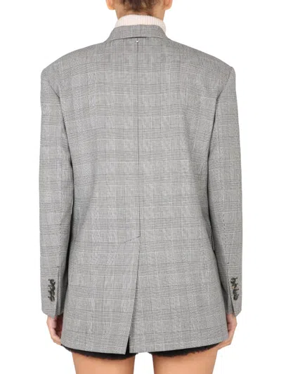 Max Mara Tailored Double-breasted Jacket Featuring Back Vent In Gray