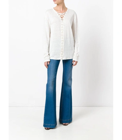 Shop Balmain White Crossed Lace Shirt