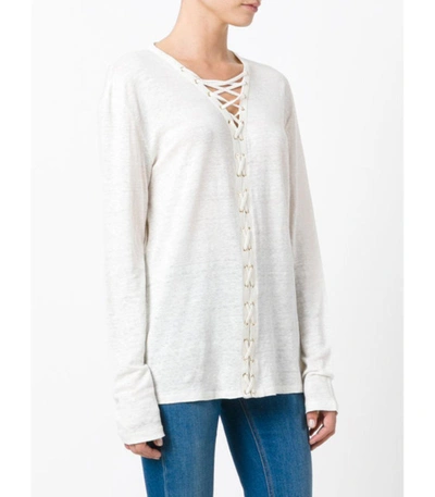 Shop Balmain White Crossed Lace Shirt