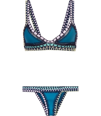 Shop Kiini Blue & Multi 'flor' Bikini In Blue/multi