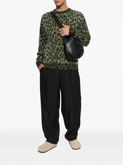 Laneus Leopard-pattern Sweater In Green