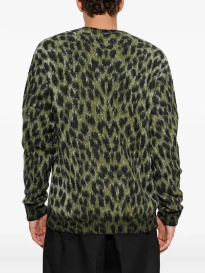Laneus Leopard-pattern Sweater In Green