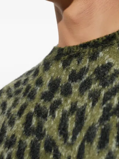 Laneus Leopard-pattern Sweater In Green