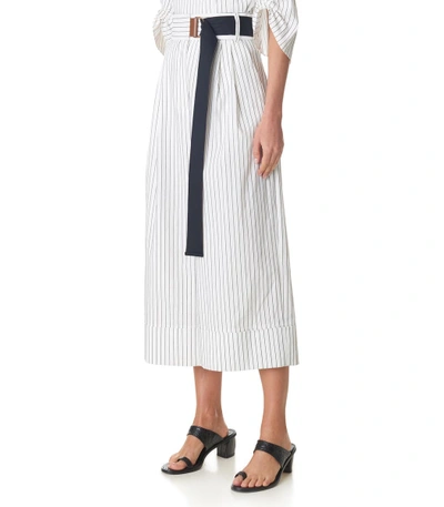 Tibi Cecil Striped Culottes With D-ring Belt, White In Ivory Multi |  ModeSens