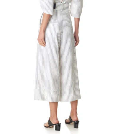 Shop Tibi Ivory 'cecil' Stripe Cropped Pant In Ivory Multi