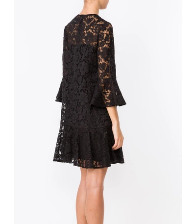 Shop Valentino Black Ruffled Guipure Lace Dress