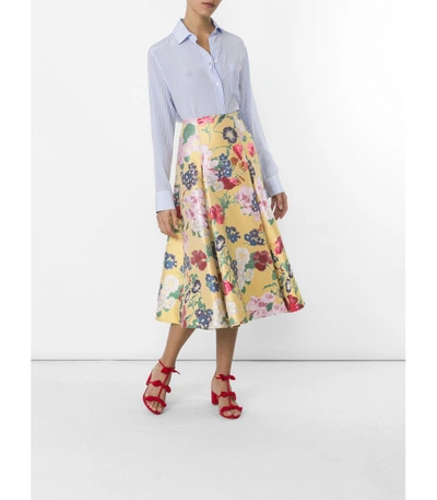 Shop Valentino Yellow Romantic Garden Brocade Skirt