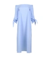 TIBI Blue Poplin Off-Shoulder Midi Dress,TR316SPP14890MORNING