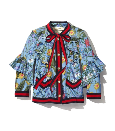 Shop Gucci Multicolor Print Jacket In Azure
