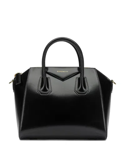 Givenchy Antigonia Black Calf Leather Cotton Acrylic Handbag In Black