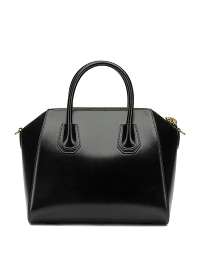 Givenchy Antigonia Black Calf Leather Cotton Acrylic Handbag In Black