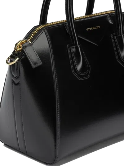 Givenchy Antigonia Black Calf Leather Cotton Acrylic Handbag In Black