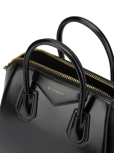 Givenchy Antigonia Black Calf Leather Cotton Acrylic Handbag In Black
