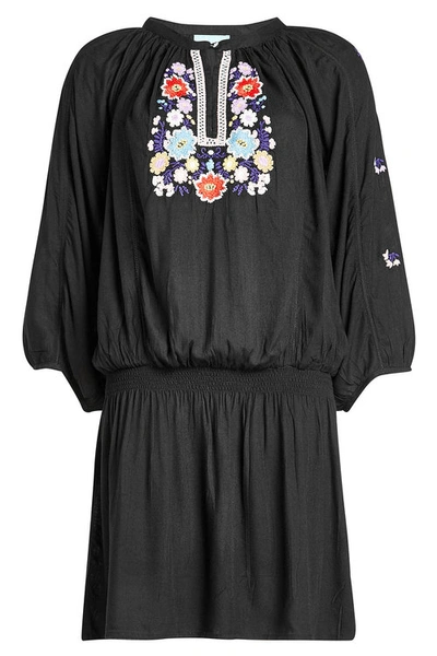 Melissa Odabash Embroidered Tunic Dress In Black