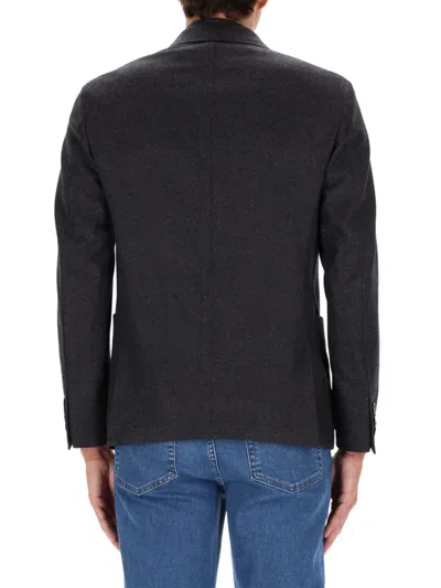 Zegna Dark Grey Solid Blazer In Black
