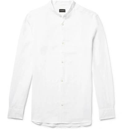 Ermenegildo Zegna Slim-fit Grandad-collar Linen Shirt In White