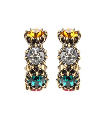 Gucci Crystal Embellished Hoop Earrings In Gold