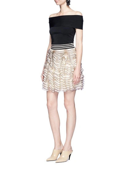 Shop Alexander Mcqueen 3d Ruffle Mesh Knit Mini Skirt