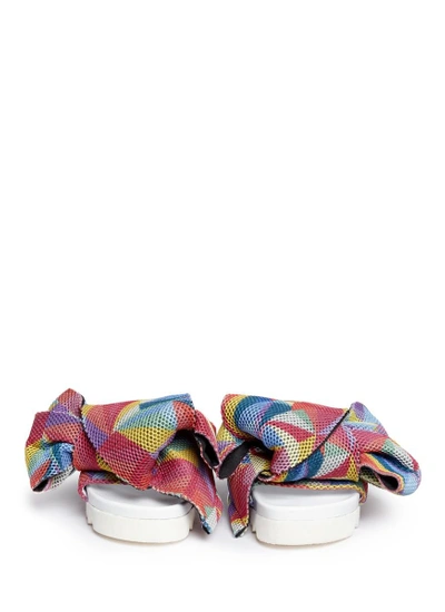 Shop Joshua Sanders Twist Bow Mesh Slides In Multi-colour