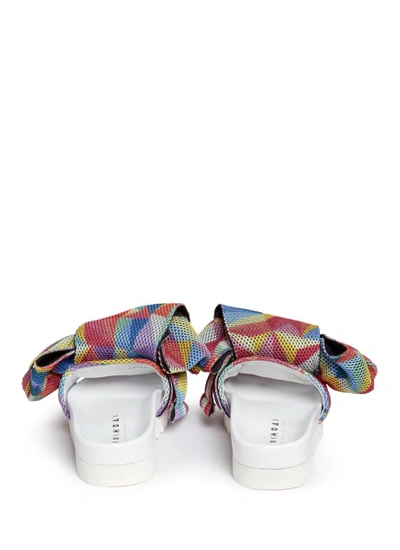 Shop Joshua Sanders Twist Bow Mesh Slides In Multi-colour