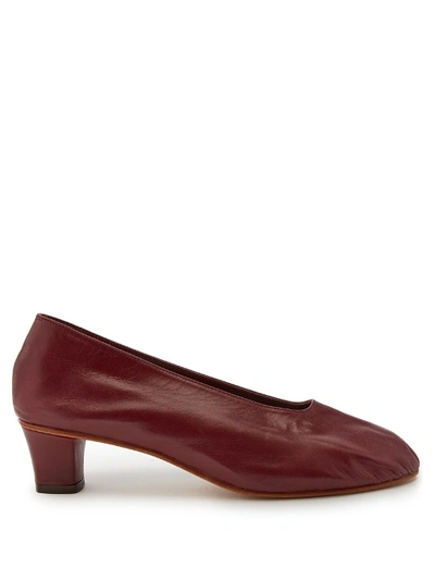 Martiniano High Glove Leather Pumps In Burgundy