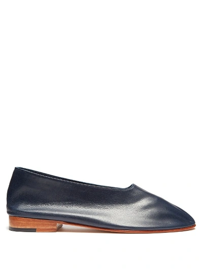 Martiniano Glove Leather Flats In Navy