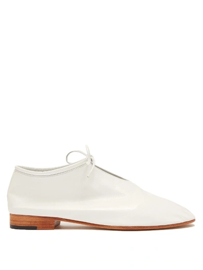 Martiniano Bootie Tie-front Leather Flats In White