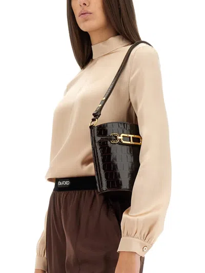 Tom Ford Light Brown Solid Mock Collar Top In Animal Print