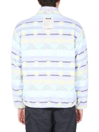 Msgm Multicolor Abstract Mock Collar Jacket In Multicolor