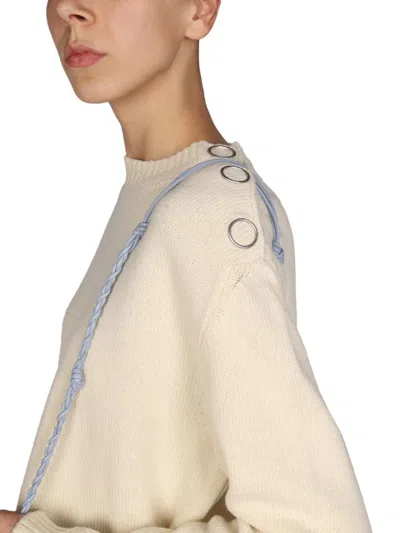 Jil Sander Wool-blend Buttoned Sweater In Beige