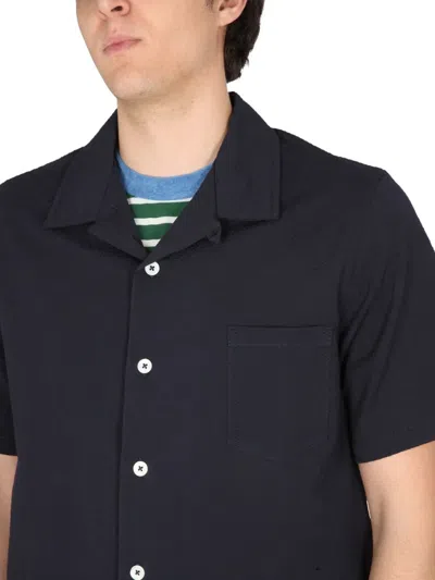 Howlin' Cotton Shirt Bowling Neck Short Sleeves In Blue