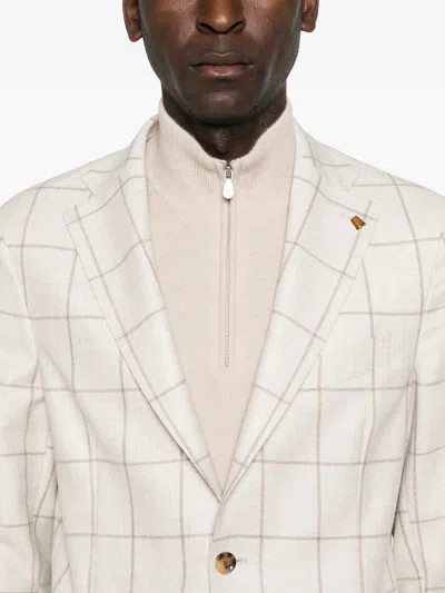 Latorre Grid-pattern Blazer In Animal Print