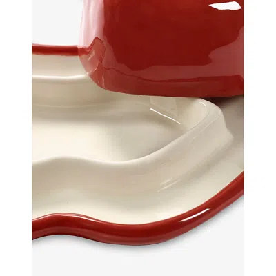 Serax Lips Les Objets Mouleversants Lips Stoneware Dish With Lid Red In Red