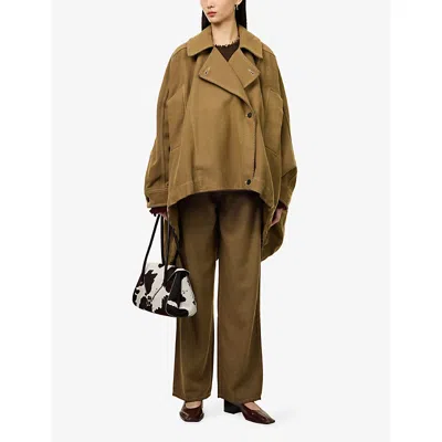 Uma Wang Omens Kew Oversized Wool-blend Jacket Tan In Brown