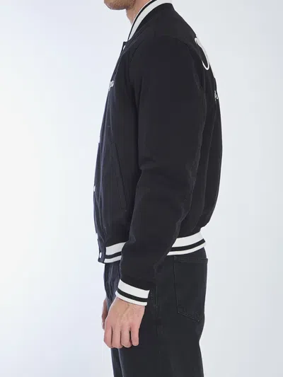 Off-white Script Cotgab Souvenir Varsity Jacket In Black