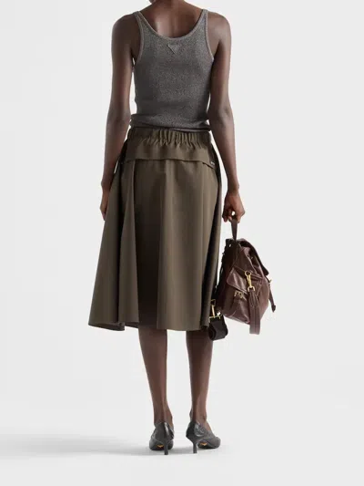 Prada Green Polyamide Polyurethane Recycled Polyester Skirt In Brown