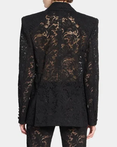 Balmain Lace Double-breasted Jacket In Noir