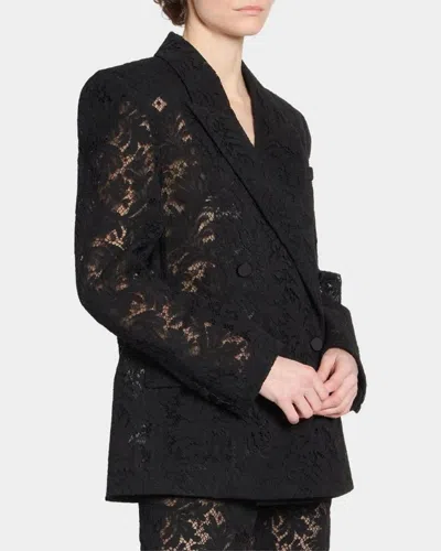 Balmain Lace Double-breasted Jacket In Noir